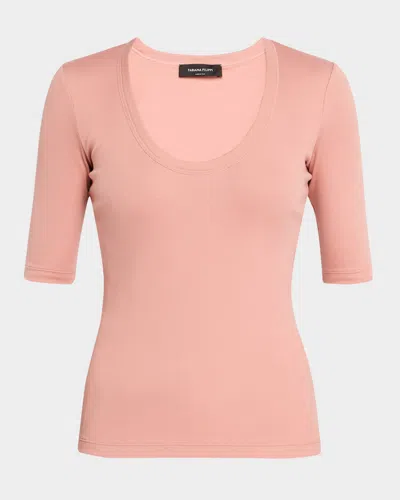 Fabiana Filippi Chain-trim Ribbed Jersey T-shirt In Fard