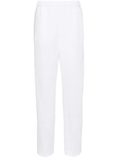 Fabiana Filippi Chambray Pipe-trim Tapered Trousers In White