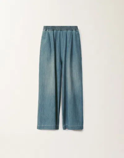 Fabiana Filippi Cotton Wide-leg Trousers In Clear Blue
