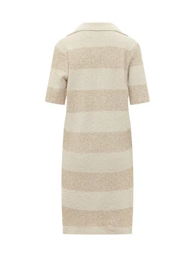 Fabiana Filippi Chic Suit With Neck Polo And Striped Details In Burro