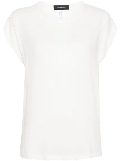 Fabiana Filippi Elegant Viscose Blend Top With Sleek Design And Cap Sleeves In White