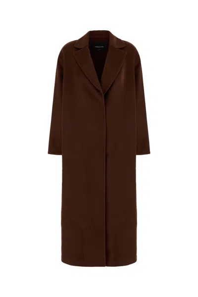 Fabiana Filippi Chocolate Polyester Coat In Brown