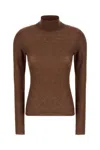Fabiana Filippi Turtleneck Slim Fit Top With Sparkling Detail In Brown