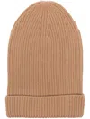 Fabiana Filippi Folded Cuff Ribbed Texture Hat In Brown