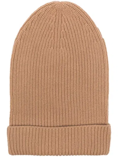 Fabiana Filippi Classic Ribbed Knit Beanie In Brown