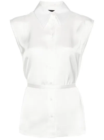Fabiana Filippi Statement Sleeveless Shirts With Waist Tie Detail In White