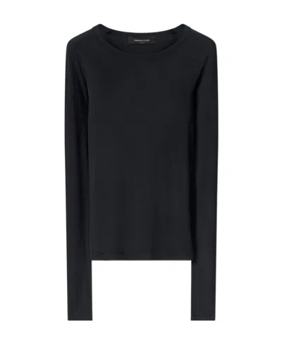 Fabiana Filippi Close-knit Round-neck Sweater In Black