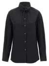 Fabiana Filippi Cotton Poplin Shirt With Knotted Lace Collar In Black