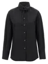 Fabiana Filippi Cotton Poplin Shirt With Knotted Lace Collar In Black