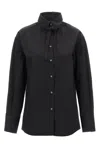 Fabiana Filippi Cotton Poplin Shirt With Knotted Lace Collar In Black