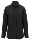 Fabiana Filippi Cotton Poplin Shirt With Knotted Lace Collar In Black