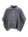 Fabiana Filippi Diagonal Double Cape With Knit Detail And Filo Diamant In Grey
