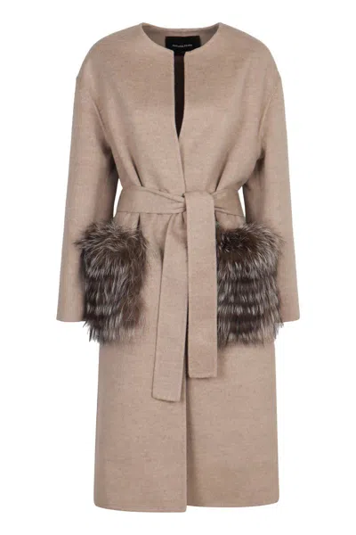Fabiana Filippi Coat In Double Wool And Cashmere In Neutral