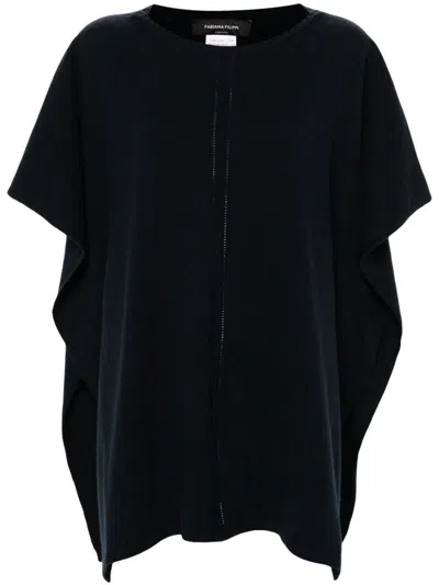 Fabiana Filippi Pointelle-knit Poncho In Blue