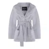 Fabiana Filippi Stylish Coat With Belted Waist And Hood In Gray