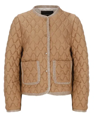 Fabiana Filippi Quilted Single-breasted Puffer Jacket In Brown