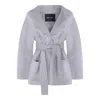 Fabiana Filippi Stylish Coat With Belted Waist And Hood In Gray