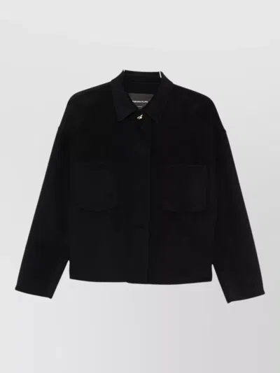 Fabiana Filippi Collared Jacket Silk Nylon Front Pockets In Black