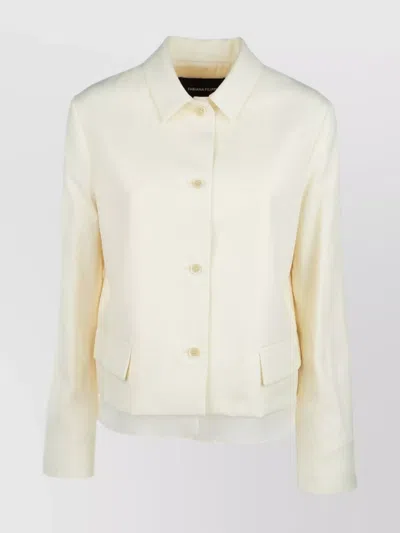 Fabiana Filippi Collared Neck Jackets Front Pockets Long Sleeves In White