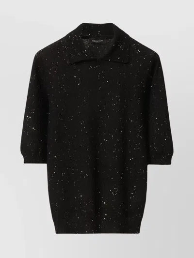 FABIANA FILIPPI COLLARED SEQUIN POLO TOP