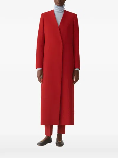 Fabiana Filippi Collarless Rear-slit Coat In Red