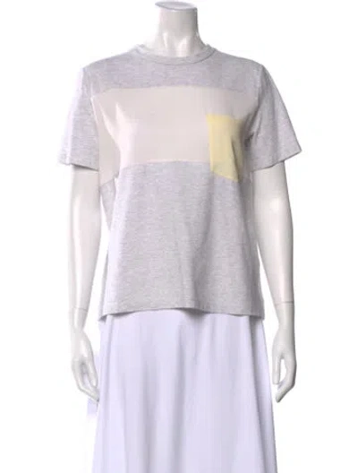 Pre-owned Fabiana Filippi Colorblock Pattern Crew Neck T-shirt In Gray