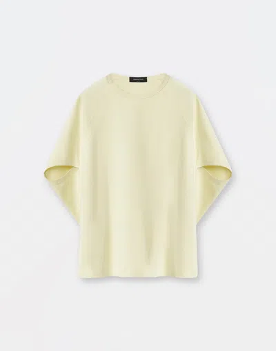 Fabiana Filippi Compact Jersey T-shirt With Cap Sleeve In Pale Lime
