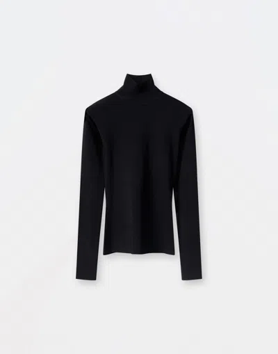 Fabiana Filippi Compact Viscose Mock Collar Sweater In Black