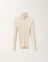 Fabiana Filippi Ribbed High Collar Top With Button-down Front In White