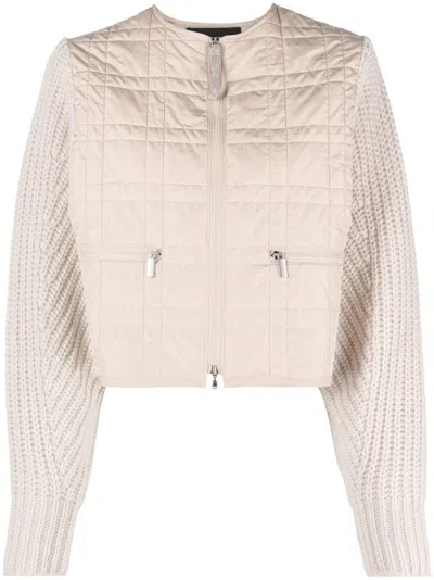 Fabiana Filippi Contrast-sleeve Bomber Jacket In Neutrals