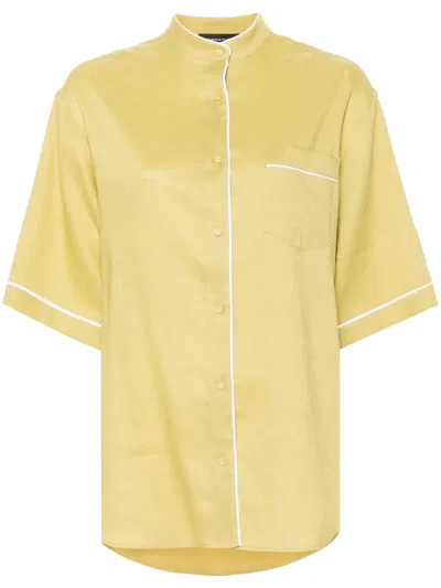 Fabiana Filippi Contrast-trim Linen Shirt In Green