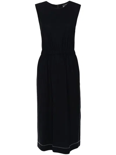 Fabiana Filippi Contrast-stitched Merino Wool Midi Dress In Blue