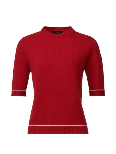 Fabiana Filippi Contrast-trim Short-sleeve Sweater In Red