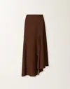 Fabiana Filippi Wool-blend Asymmetric Maxi Skirt In Brown