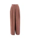 Fabiana Filippi Pleated Wide-leg Trousers In Rosewood