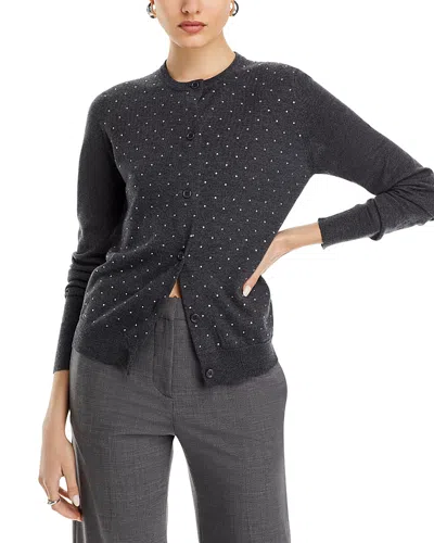 Fabiana Filippi Coreana Rhinestone Studded Cardigan Sweater In Dark Grey