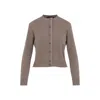 Fabiana Filippi Wool Blend Crew Neck Jacket With Embellished Placket In Brown