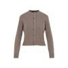 Fabiana Filippi Wool Blend Crew Neck Jacket With Embellished Placket In Gray