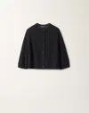 Fabiana Filippi Cotton And Linen Cape Cardigan With Sequins In Blue
