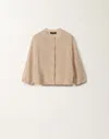 Fabiana Filippi Cotton And Linen Cape Cardigan With Sequins In Sand