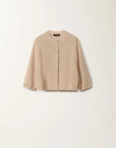 Fabiana Filippi Cotton And Linen Cape Cardigan With Sequins In Sand