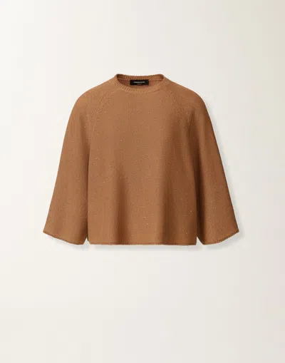 Fabiana Filippi Cotton And Linen Cape With Sequins In Brown