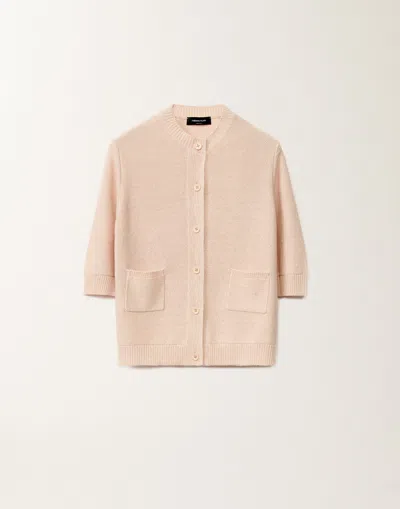 Fabiana Filippi Cotton And Linen Cardigan With Sequins In Pink
