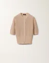Fabiana Filippi Cotton And Linen Cardigan With Sequins In Sand
