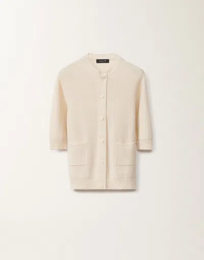 Fabiana Filippi Cotton And Linen Cardigan With Sequins In White