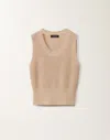 Fabiana Filippi Cotton And Linen Gilet With Sequins In Sand