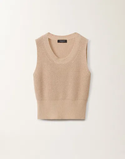 Fabiana Filippi Cotton And Linen Gilet With Sequins In Sand