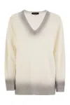 Fabiana Filippi Gradient Effect White Sweater With Deep V-neckline