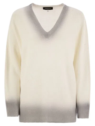 Fabiana Filippi Cotton And Linen Jersey With Sequins In Bianco