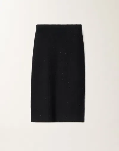 Fabiana Filippi Cotton And Linen Skirt With Sequins In Blue